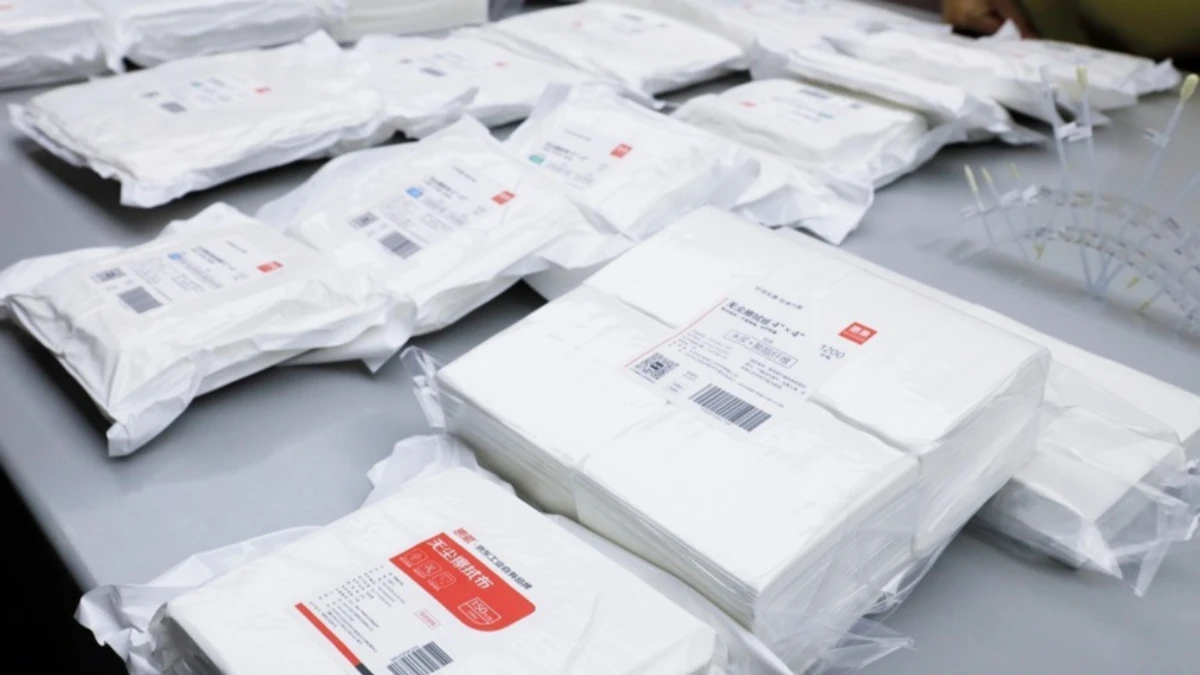 WIPESTAR cleanroom wipes and consumables packaged and ready for shipment — ISO-certified double-bagged cleanroom packaging