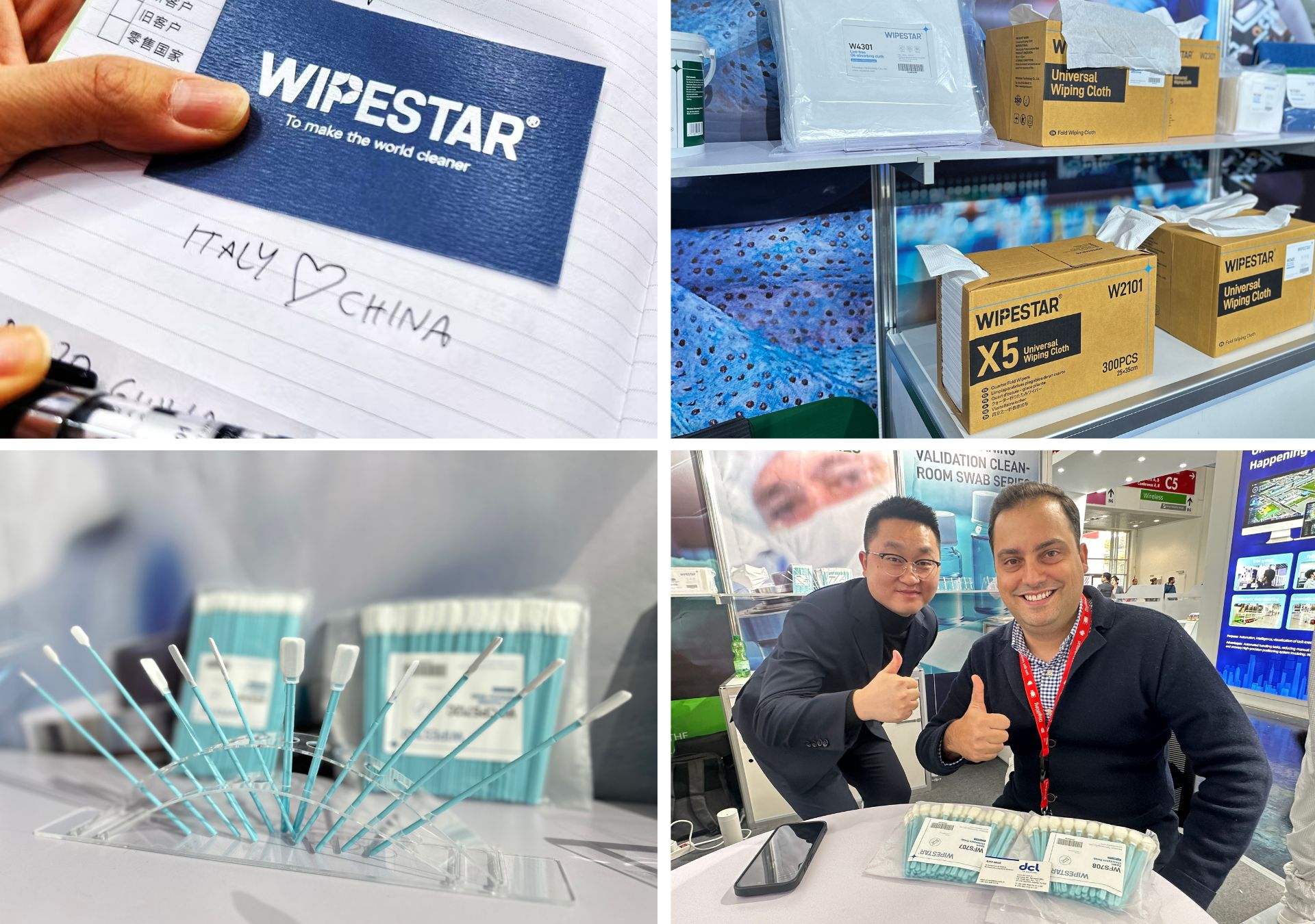 Wipestar's wipes and swabs on Electronica 2024 and Our Customer likes our swabs